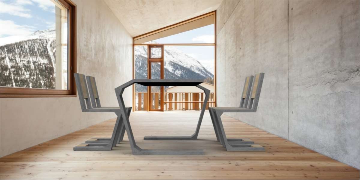 Stůl a Židle Gravity steel natural; přírodní buk