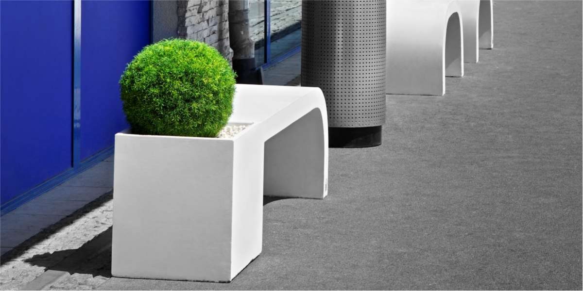Harmony bench-planter white natural