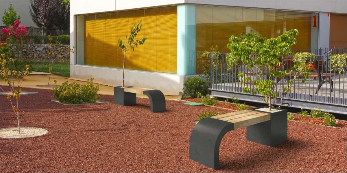 Harmony bench-planter carbon natural and pine wood