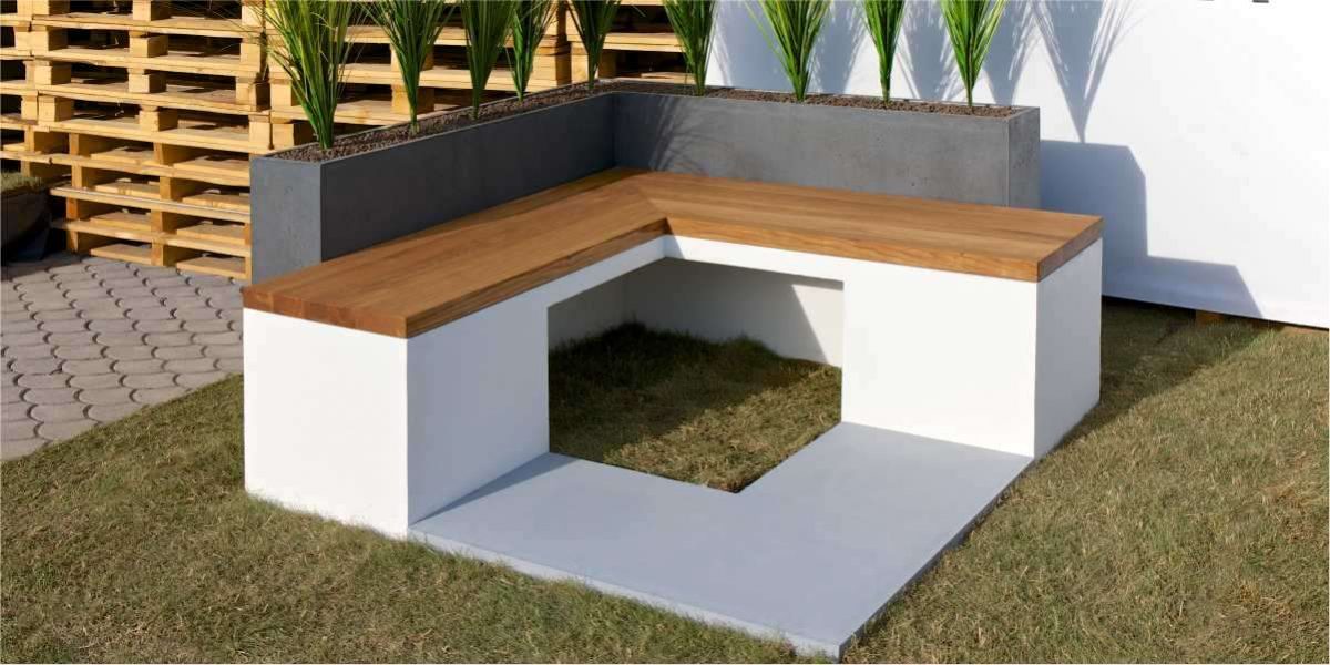 Speciální projekty – lavička z architektonického betonu a květináč